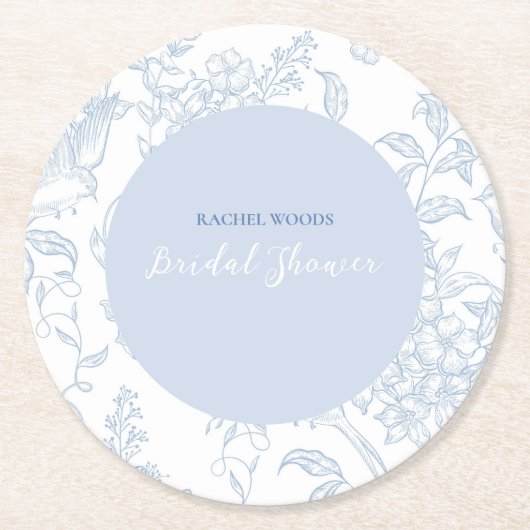 Iets Blue Wildflower Bridal Shower Invitation Ronde Kartonnen Onderzetter (Voorkant)
