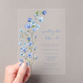 Iets Blue Wildflower Vrijgezellenfeest Acryl Uitnodigingen (Insitu (Draagbaar))