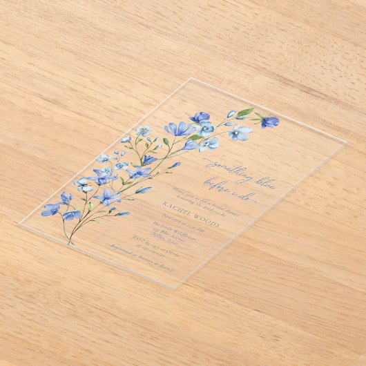Iets Blue Wildflower Vrijgezellenfeest Acryl Uitnodigingen (Laagn)