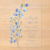 Iets Blue Wildflower Vrijgezellenfeest Acryl Uitnodigingen (Voorkant)