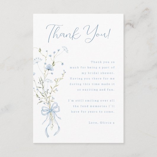 Iets Blue Wildflower Vrijgezellenfeest Bedankkaart (Voorkant)