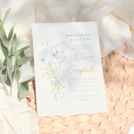 Iets Blue Wildflower Vrijgezellenfeest Folie Uitnodiging