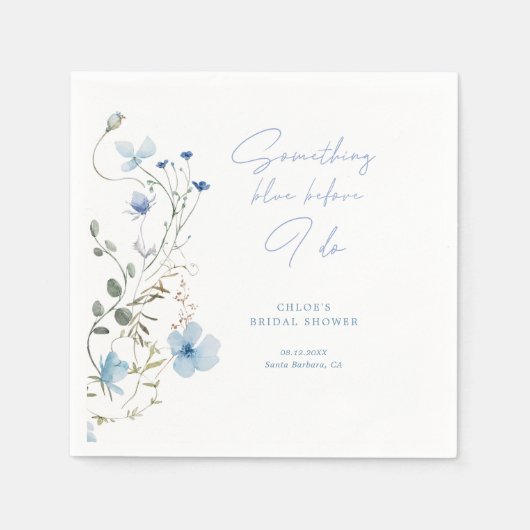 Iets Blue Wildflower Vrijgezellenfeest Servet (Voorkant)