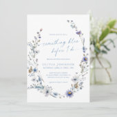 Iets Blue Wildflower Wreath Vrijgezellenfeest Kaart (Staand voorkant)