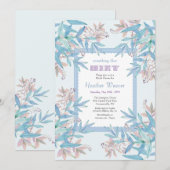 Iets Bluws en Roze Uitnodiging voor Bruisfeest (Voorkant / Achterkant)