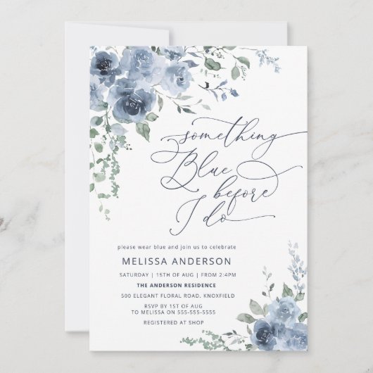 Iets Bluws voor ik doe Bloemige Bruids Shower Kaart (Voorkant)