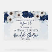 Iets Bluws voor ik trouw Bloemige Bruidsfeest Acryl Bord (Voorkant)