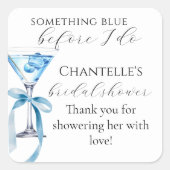 Iets Bluws voor ik trouw Martini Bruidsborrel Vierkante Sticker (Voorkant)