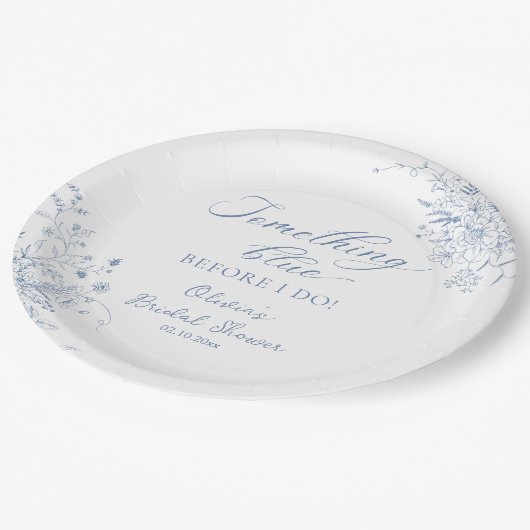 Iets Bluws voor mijn Bruidsfeest Papieren Bordje (Gekanteld)