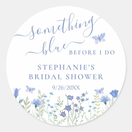 Iets Bluws voor mijn Bruiloft Feest Ronde Sticker (Voorkant)