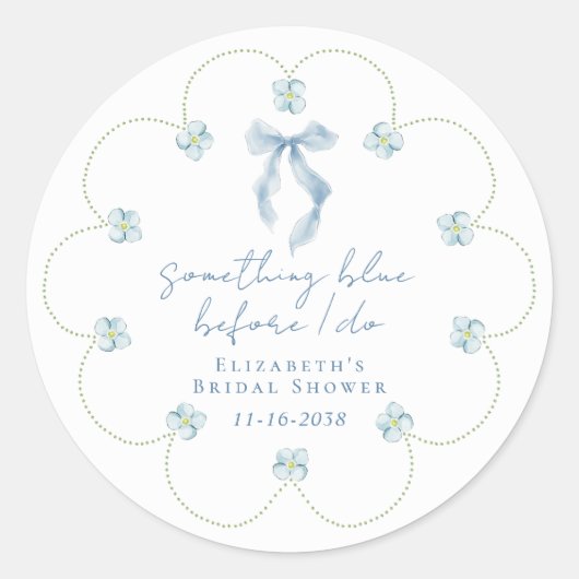 Iets Bluws Voordat Ik Trouw Bruidsfeest Ronde Sticker (Voorkant)