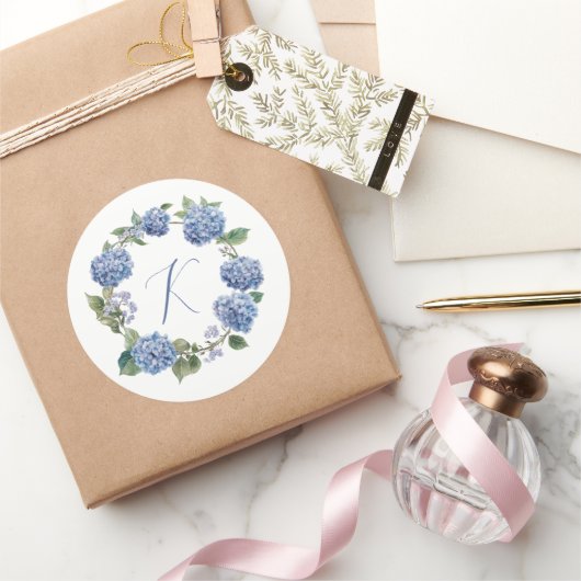 Iets Bluws Voordat Ik Trouw Hydrangea Bruidsfeest Ronde Sticker (Geschenken)
