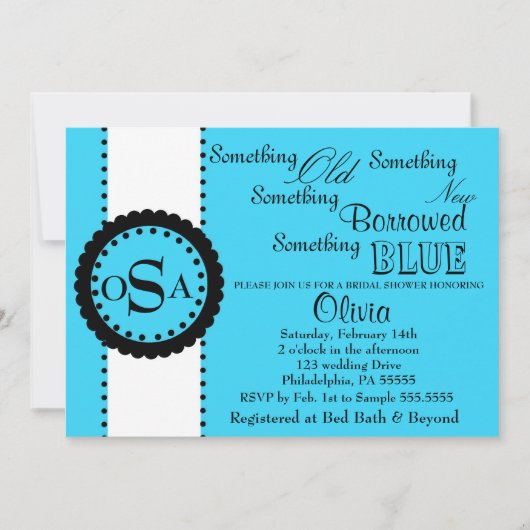 Iets Bridal Shower Invitation (fel blauw) Kaart (Voorkant)