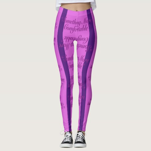 Iets comfortabeler Paarse strepen Leggings (Voorkant)