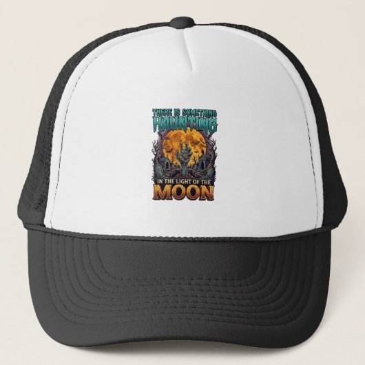 Iets dat maan Halloween Zombie Hand Graf hekserij Trucker Pet (Voorkant)