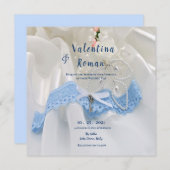 Iets geleend iets blauwe bruiloft uitnodigen kaart (Voorkant / Achterkant)