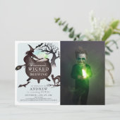 Iets goddelozen brouwen Halloween Blue Verjaardag Kaart (Staand voorkant)