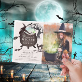 Iets goddelozen brouwen Halloween roze verjaardag Kaart