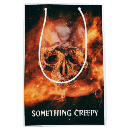 Iets griezeligs. Vlammende schedel in de ruimte Medium Cadeauzakje