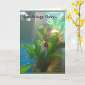 Iets is Fishy Angel Fish Wenskaart Kaart (Gele Bloem)