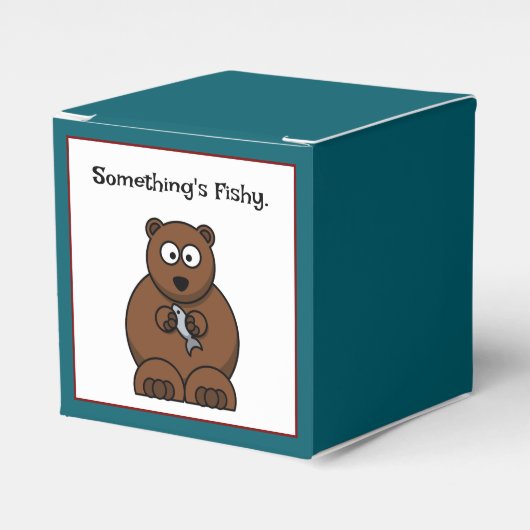 Iets is Fishy Funny Brown Beer Cartoon Bedankdoosjes (Voorkant Zijde)
