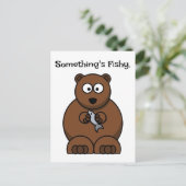 Iets is Fishy Funny Brown Beer Cartoon Briefkaart (Staand voorkant)
