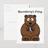 Iets is Fishy Funny Brown Beer Cartoon Briefkaart (Voorkant / Achterkant)