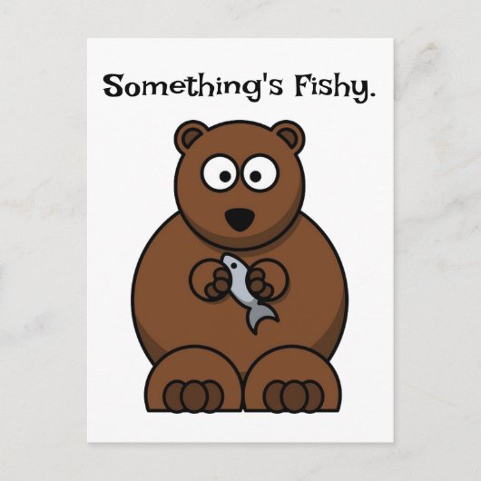 Iets is Fishy Funny Brown Beer Cartoon Briefkaart (Voorkant)