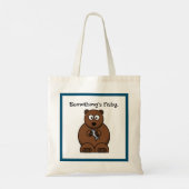 Iets is Fishy Funny Brown Beer Cartoon Tote Bag (Achterkant)