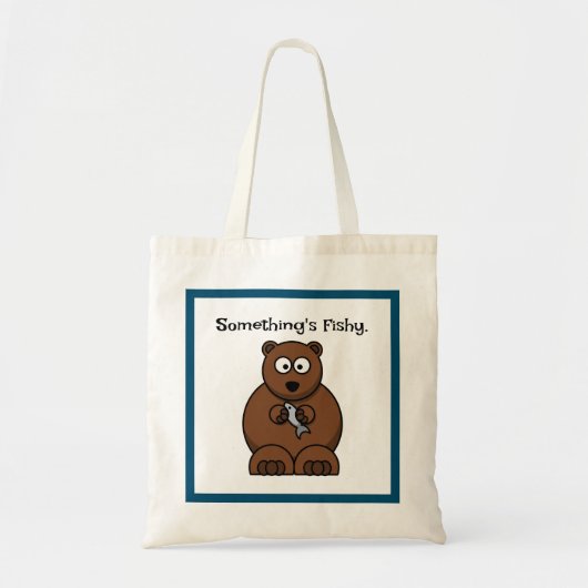 Iets is Fishy Funny Brown Beer Cartoon Tote Bag (Voorkant)
