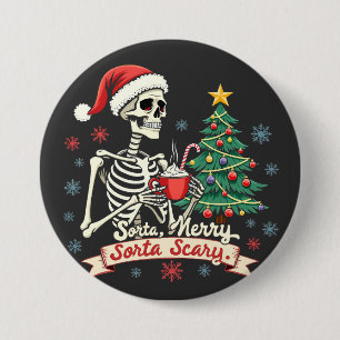 Iets Kerstachtig Iets Engs Griezelige Kerstman Ske Ronde Button 7,6 Cm