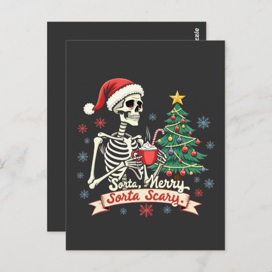 Iets Kerstachtigs, Iets Engs, Enge Kerstskelet Xma Briefkaart (Voorkant / Achterkant)