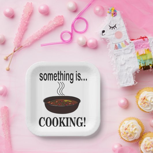 Iets koken is een kookfeest papieren bordje (Feest)