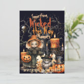 Iets Kwaadaardigs Pompoen Meisje Goth Schedel Kaar Kaart (Staand voorkant)