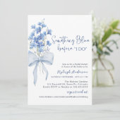 Iets met blauw Vrijgezellenfeest| Dusty Blue Ribbo Kaart (Staand voorkant)