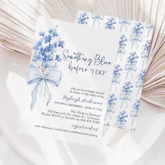 Iets met blauw Vrijgezellenfeest| Dusty Blue Ribbo Kaart