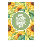 "Iets om dankbaar voor te zijn" Zonnebloem Poster (Voorkant)