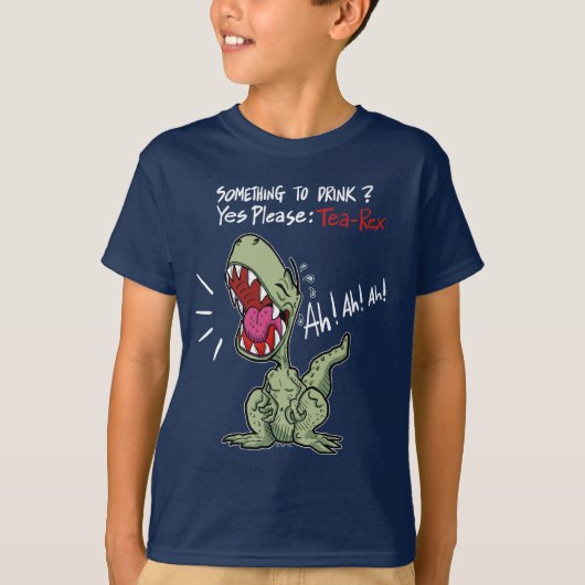 Iets om te Drinken? Ja graag: Tea-Rex dinosaurus T-shirt (Voorkant)