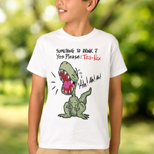 Iets om te Drinken? Ja graag: Tea-Rex dinosaurus T-shirt