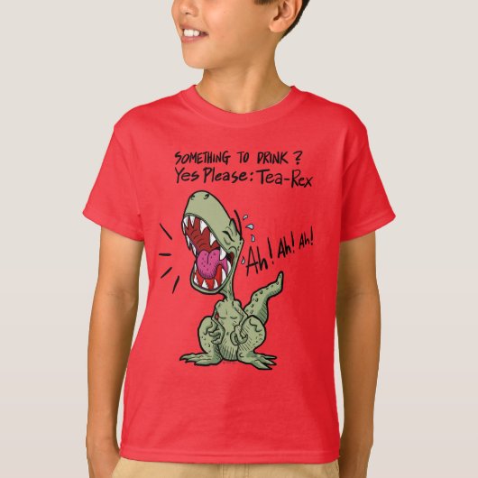 Iets om te Drinken? Ja graag: Tea-Rex dinosaurus T-shirt (Voorkant)