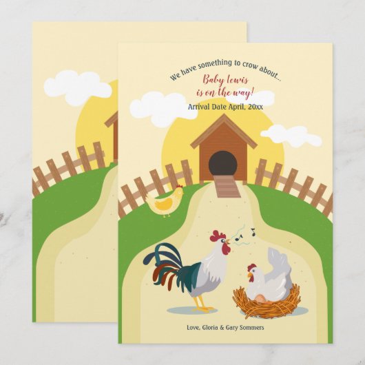 Iets om te kraaien over zwangerschapsaankondiging aankondiging (Voorkant / Achterkant)