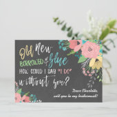 Iets Oud- en Nieuw-Floral Chalkboard Bridesmaid Kaart (Staand voorkant)