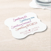 Iets oud nieuw geleend brouwsel gunst kartonnen onderzetters (Gekanteld)