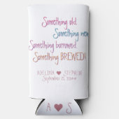 Iets oud nieuw geleend brouwsel gunst seltzer blikjeskoeler (Voorkant)