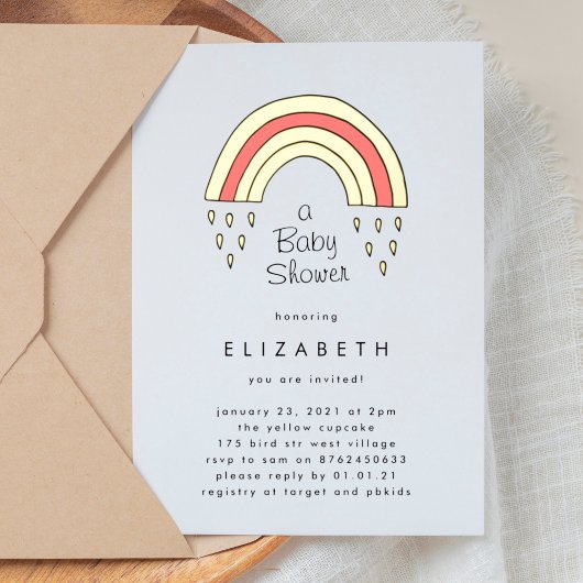 Iets over het regenboogBaby shower Goud geperst Folie Uitnodiging