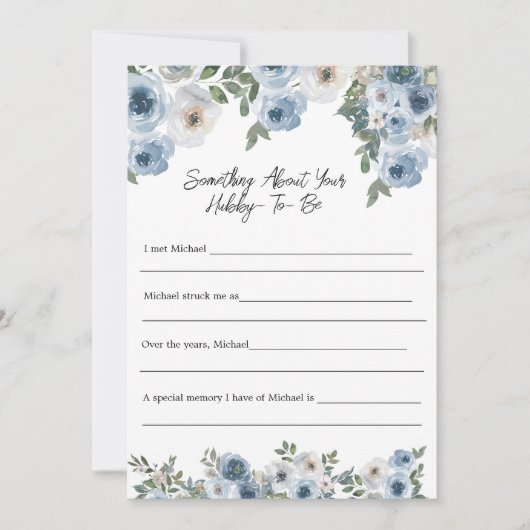 Iets over Hubby Vrijgezellenfeest Game Kaart (Voorkant)