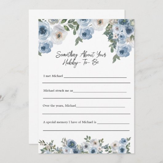 Iets over Hubby Vrijgezellenfeest Game Kaart (Voorkant / Achterkant)