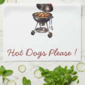 Iets pittiger BBQ Grill Keukendoek Ontwerp Theedoek (Gevouwen)