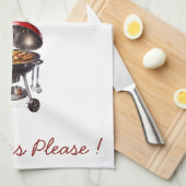 Iets pittiger BBQ Grill Keukendoek Ontwerp Theedoek (Quarter Fold)