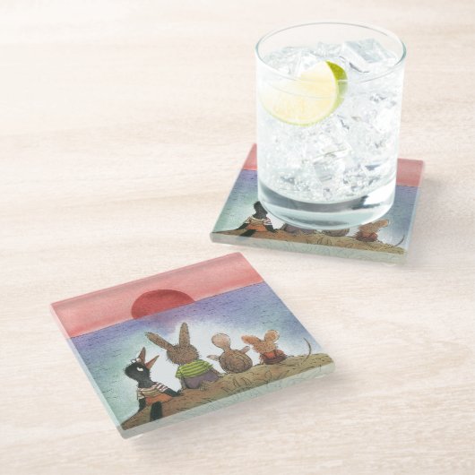 Iets rood glazen onderzetter (Schuin)